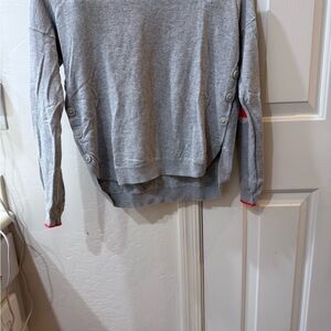 Boden Girls Gray Sweater Size 13–14Y Heart Elbow Patches Side Button Detail